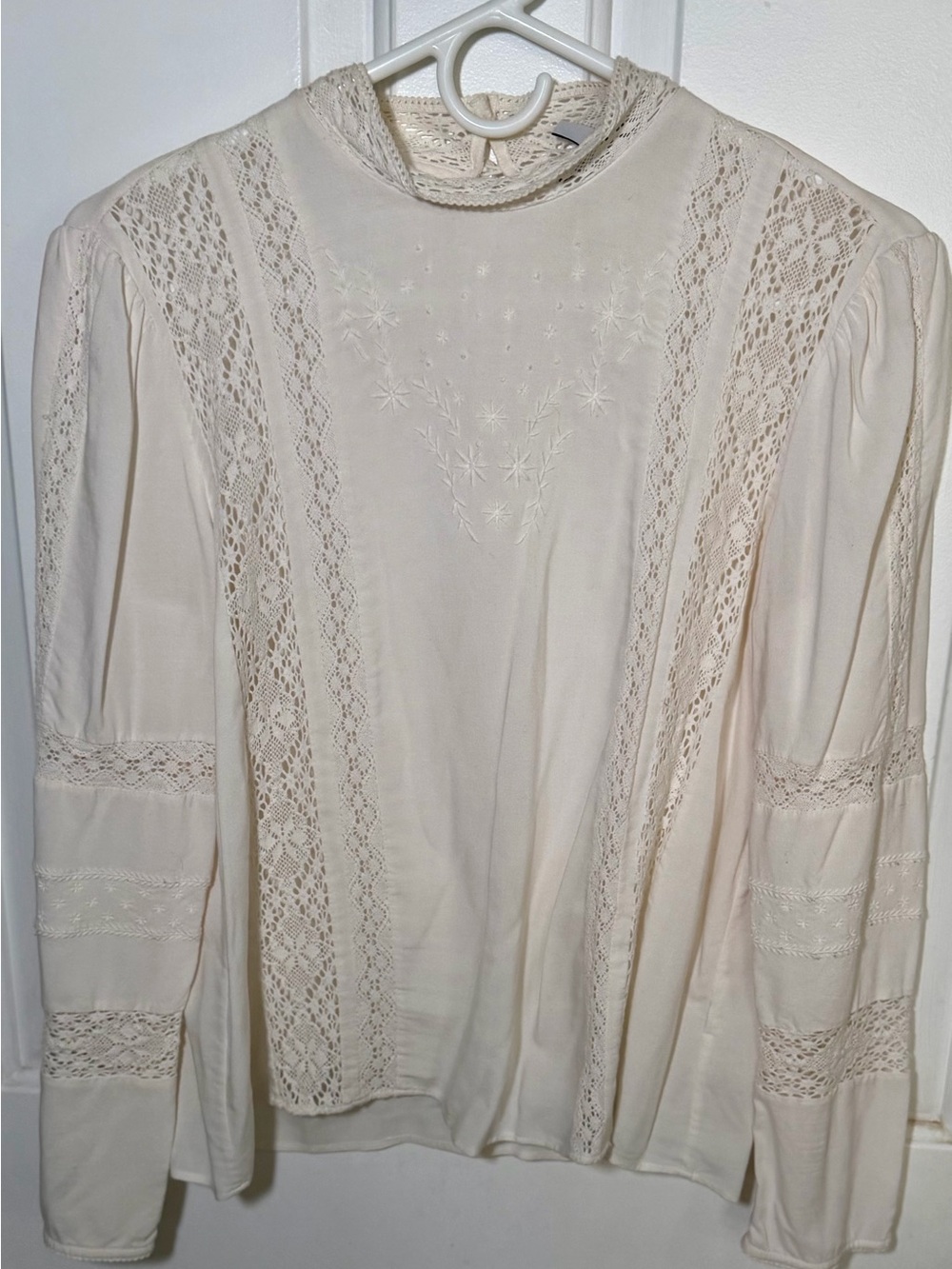& Other Stories Paris Atelier Blouse US 4 Ivory Lace Embroidered Victorian Top